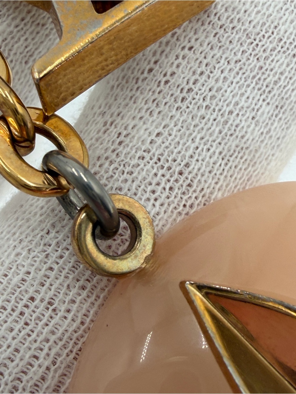 Louis Vuitton Hollow Flower Gold-Tone & Peach Resin LV Flower Bag Charm w/COA - Picture 9 of 12